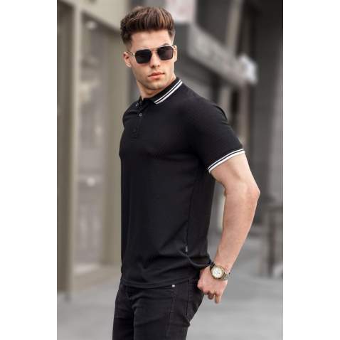 Men Basic Black Polo T-Shirt 5893 - Siyah