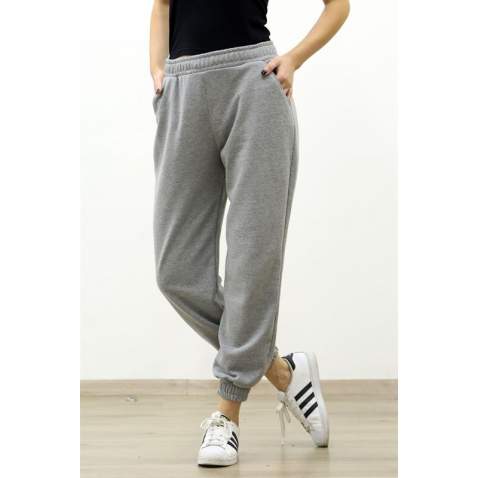 Mad Girls Smoke Gray Plain Sweatpants MG304 - Füme