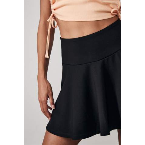 Women Black Pleated Basic Mini Tennis Skirt - Siyah