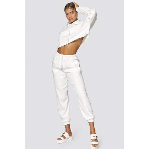 Mad Girls White Hooded Women Tracksuit Set MG467 - Beyaz