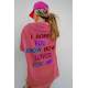 Women Printed Oversize Pink T-Shirt - Pembe