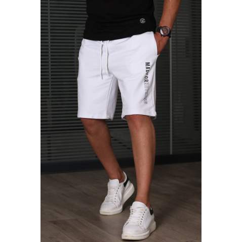 Madmext White Capri Shorts 5403 - Beyaz