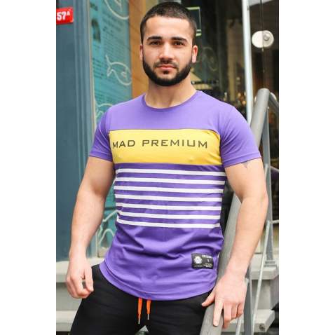 Madmext Purple Printed T-shirt for Men 3041 - Mor