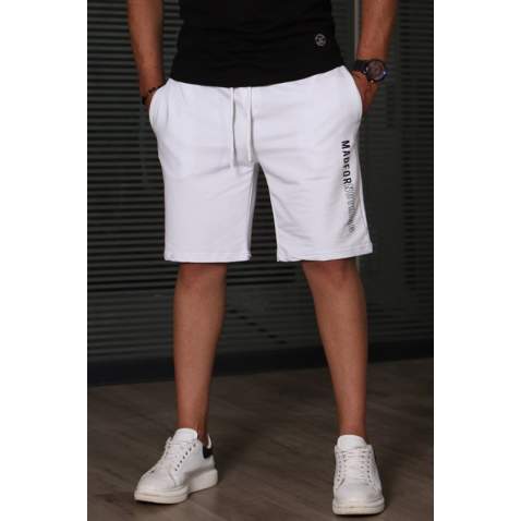 Madmext White Capri Shorts 5403 - Beyaz