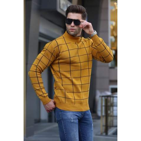 Mustard Designed Knitwear Sweater 5796 - Hardal