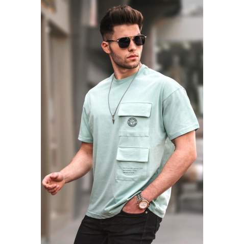 Men Oversize Mint Green T-Shirt 5835 - Mint yeşili