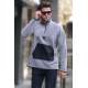 Dye Gray Zip Neck Sweatshirt 6018 - Boyalı gri