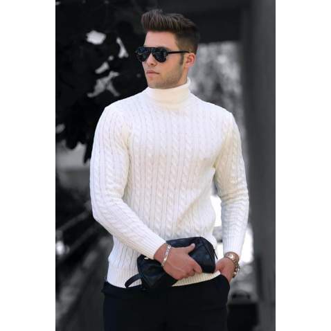 Madmext White Jumper with Roll Neck 4654 - Beyaz