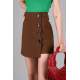 Women Brown Side Button Mini Skirt - Kahverengi