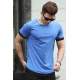 Madmext Blue Basic T-shirt for Men 4459 - Saks