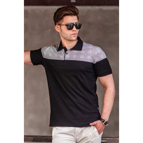 Madmext Men Knitwear Black Polo T-shirt 5248 - Siyah