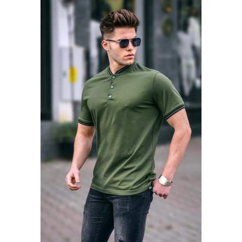 Men Khaki Green Polo T-Shirt - Haki yeşili