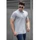 Madmext Men Gray Polo Zipper T-shirt 4636 - Gri