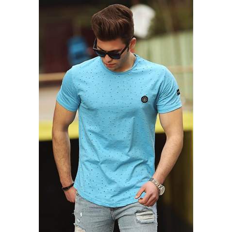 Madmext Turquoise Rapped T-shirt for Men 4488 - Turkuaz