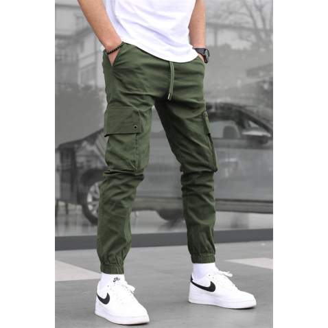 Men Khaki Cargo Trousers 5647 - Haki