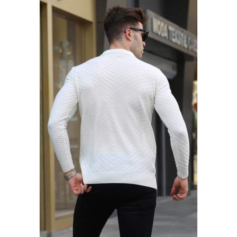 Madmext Men Ecru Knitted Sweater 5605 - Ekru