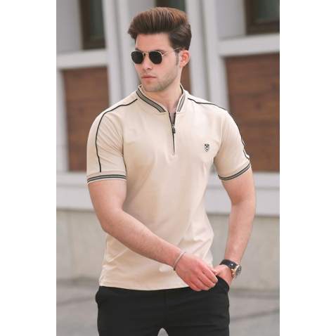 Madmext Men Beige Polo T-shirt 9281 - Bej