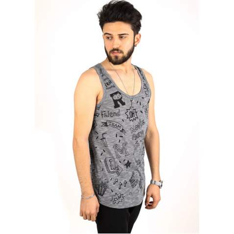 Madmext Black Printed T-shirt for Men 2319 - Siyah