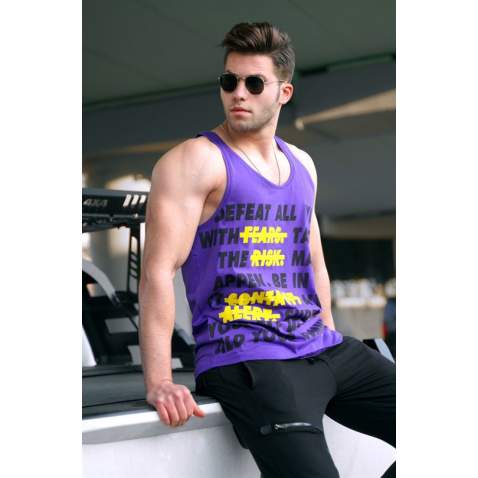 Madmext Men Printed Purple Vest 3091 - Mor