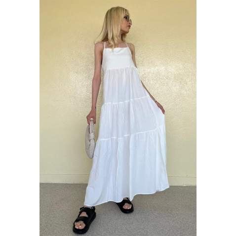 Women White Long Dress - Beyaz