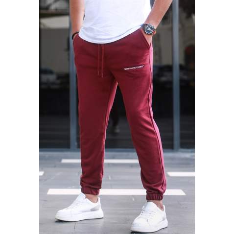 Madmext Printed Maroon Sweatpants For Men 5617 - Bordo