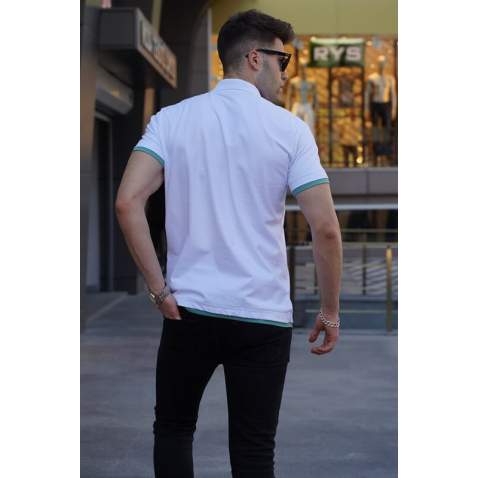 Men Basic White Polo T-Shirt 5885 - Beyaz