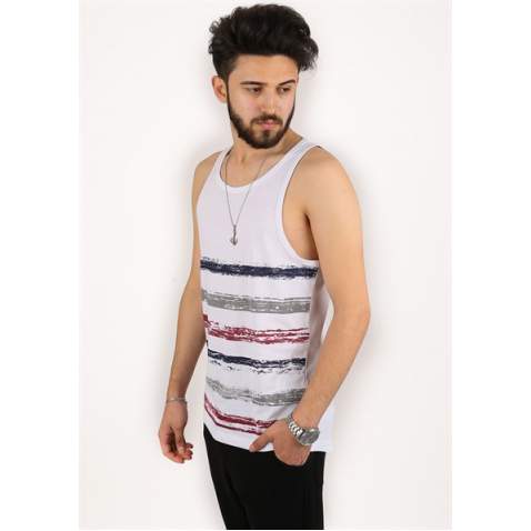 Madmext Men Printed White T-shirt 1697 - Beyaz