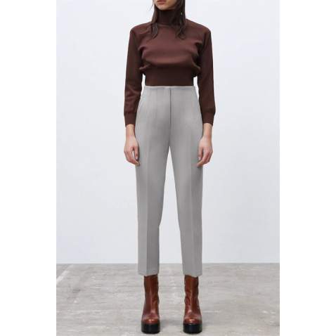 Mad Girls High Waist Gray Trousers MG1331 - Gri