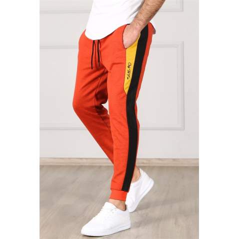 Madmext Orange Striped Sweatpants 2933 - Turuncu