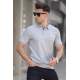 Striped Dye Gray Polo T-Shirt 5881 - Boyalı gri