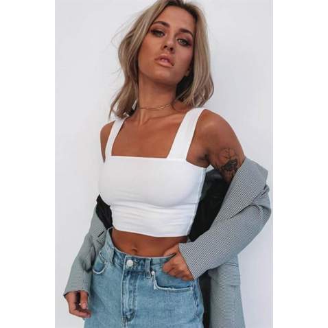 Women White Crop Top MG1487 - Beyaz