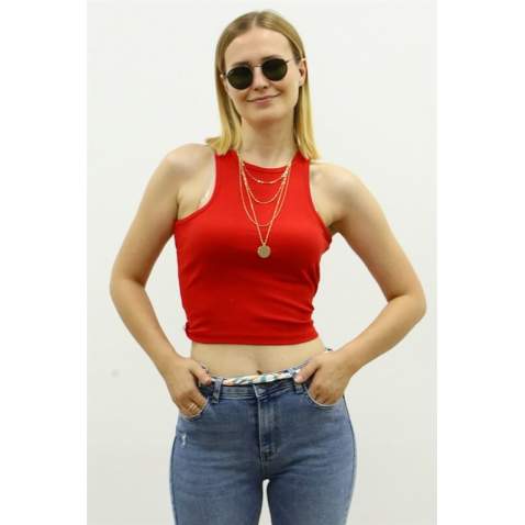 Mad Girls Red Crop Top MG361 - Kırmızı