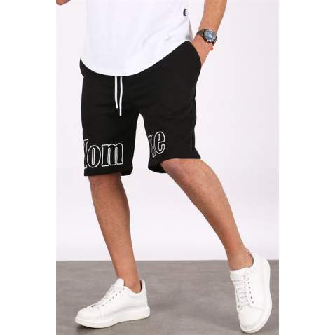 Madmext Men Printed Black Capri Shorts 5439 - Siyah