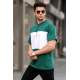 Men Embroided Green Over Fit T-Shirt 5886 - Yeşil