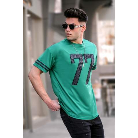 Men Printed Green Oversize T-Shirt 5845 - Yeşil