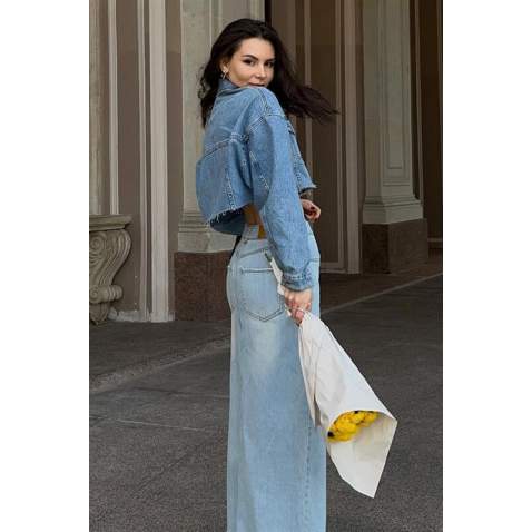 Ice Blue Jeans Skirt MG1558 - Buz mavisi