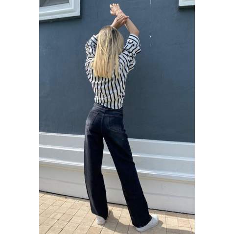 Mad Girls Black Palazzo Jeans Mg1178 - Siyah