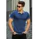 Madmext Blue Polo Shirt for Men 4536 - İndigo