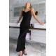 Mad Girls Black Satin Long Dress MG1408 - Siyah