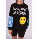 Mad Girls Printed Oversize Black Sweatshirt Mg1206 - Siyah