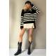 Black Striped Sweater MG1258 - Siyah