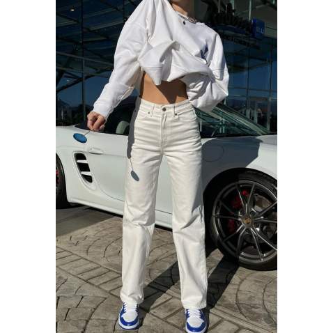 Mad Girls White Palazzo Jeans MG1330 - Beyaz