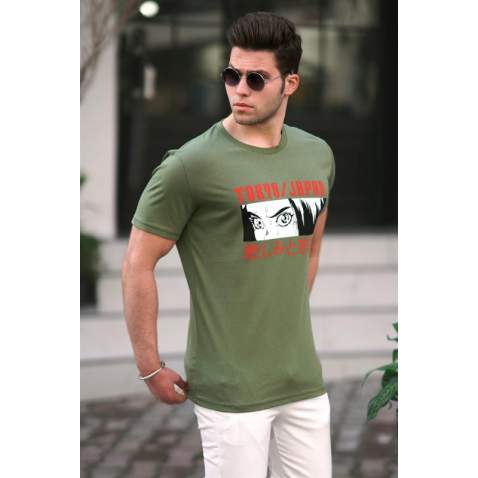 Madmext Men Khaki T-shirt 5224 - Haki