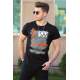 Madmext Black Printed T-shirt for Men 4469 - Siyah