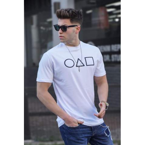 Madmext Men Printed White T-shirt 5384 - Beyaz