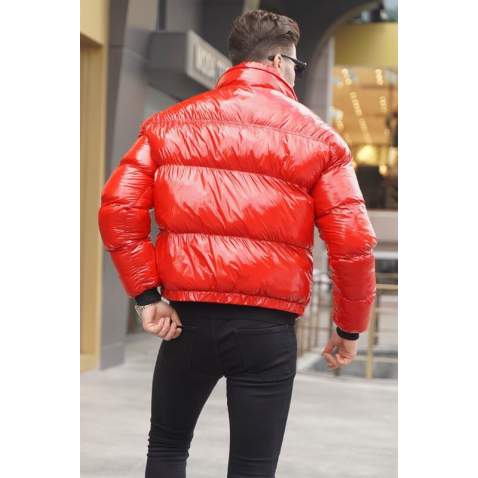 Red Shiny Basic Puffer Jacket 5993 - Kırmızı