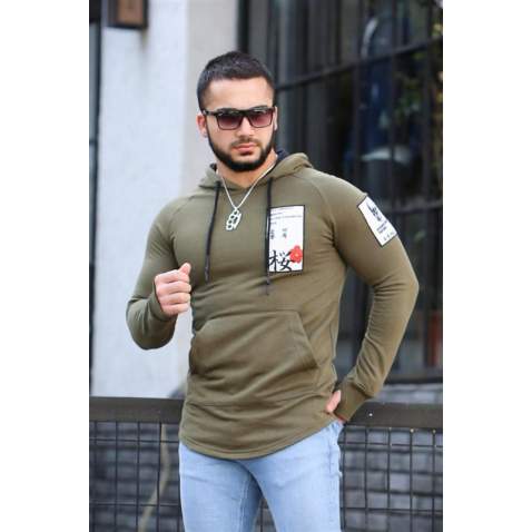 Madmext Khaki Hoodie 2241 - Haki