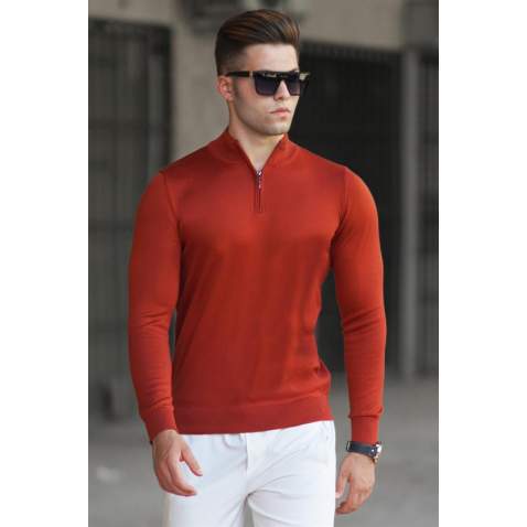 Madmext Men Tile Red Sweatshirt 5176 - Kiremit