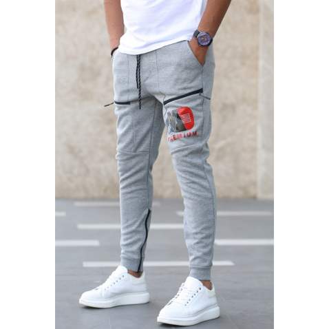 Madmext Printed Grey Sweatpants 4208 - Gri