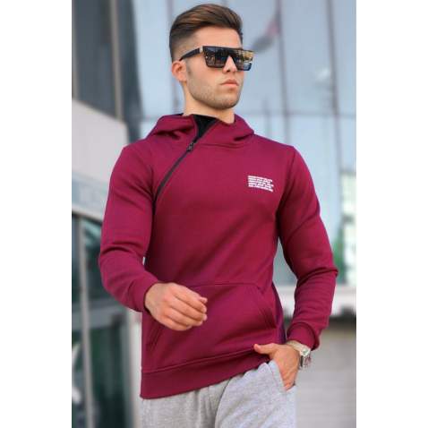 Madmext Men Maroon Zip Sweatshirt 5309 - Bordo